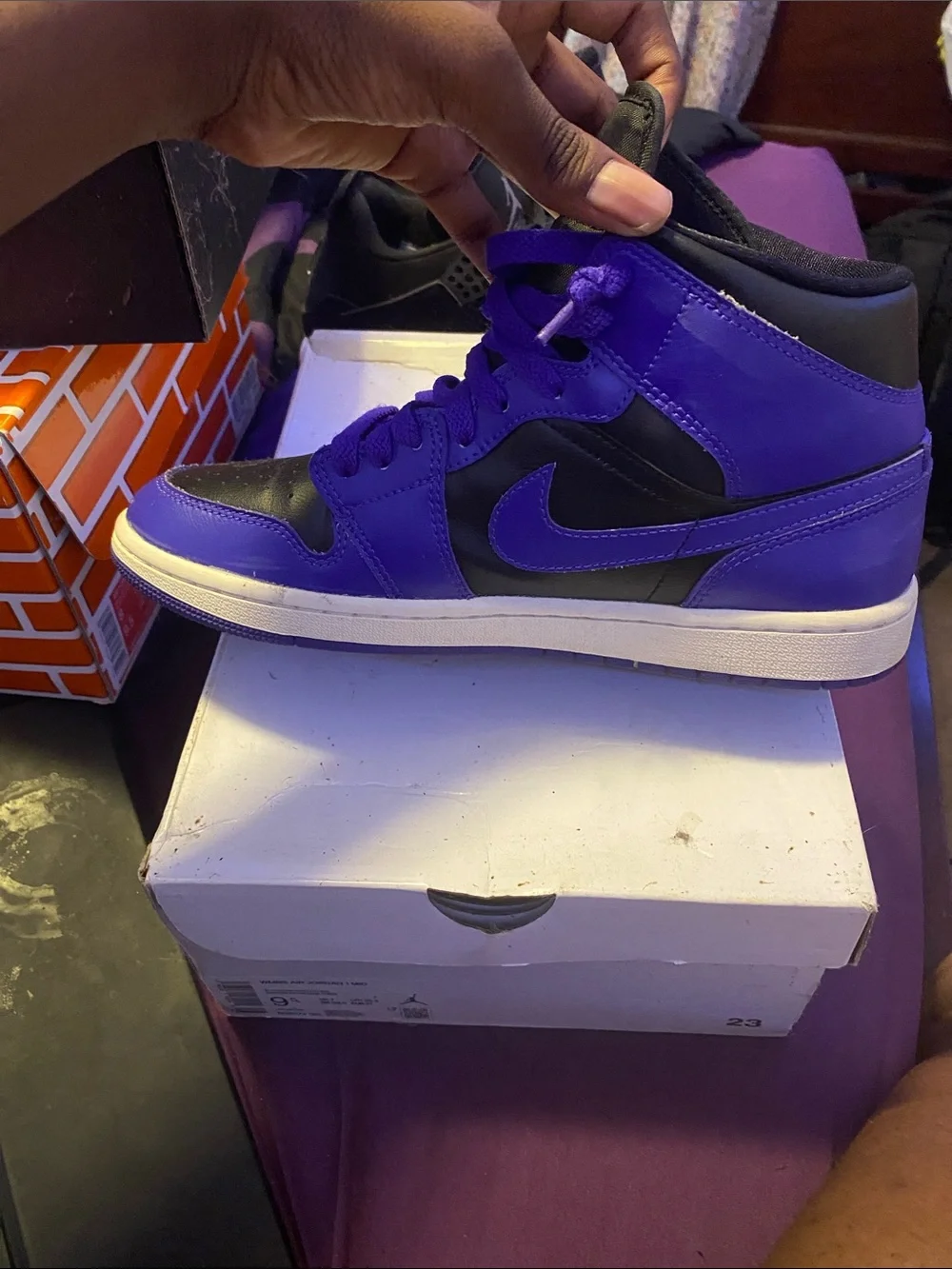 Jordan Women’s High-Top Sneakers - Purple & Black